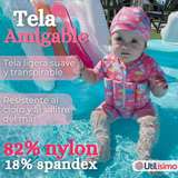 Traje de Baño Flotador Enterito Con Gorro Niña 2 Piezas 9 a 36 Meses Pink Sea
