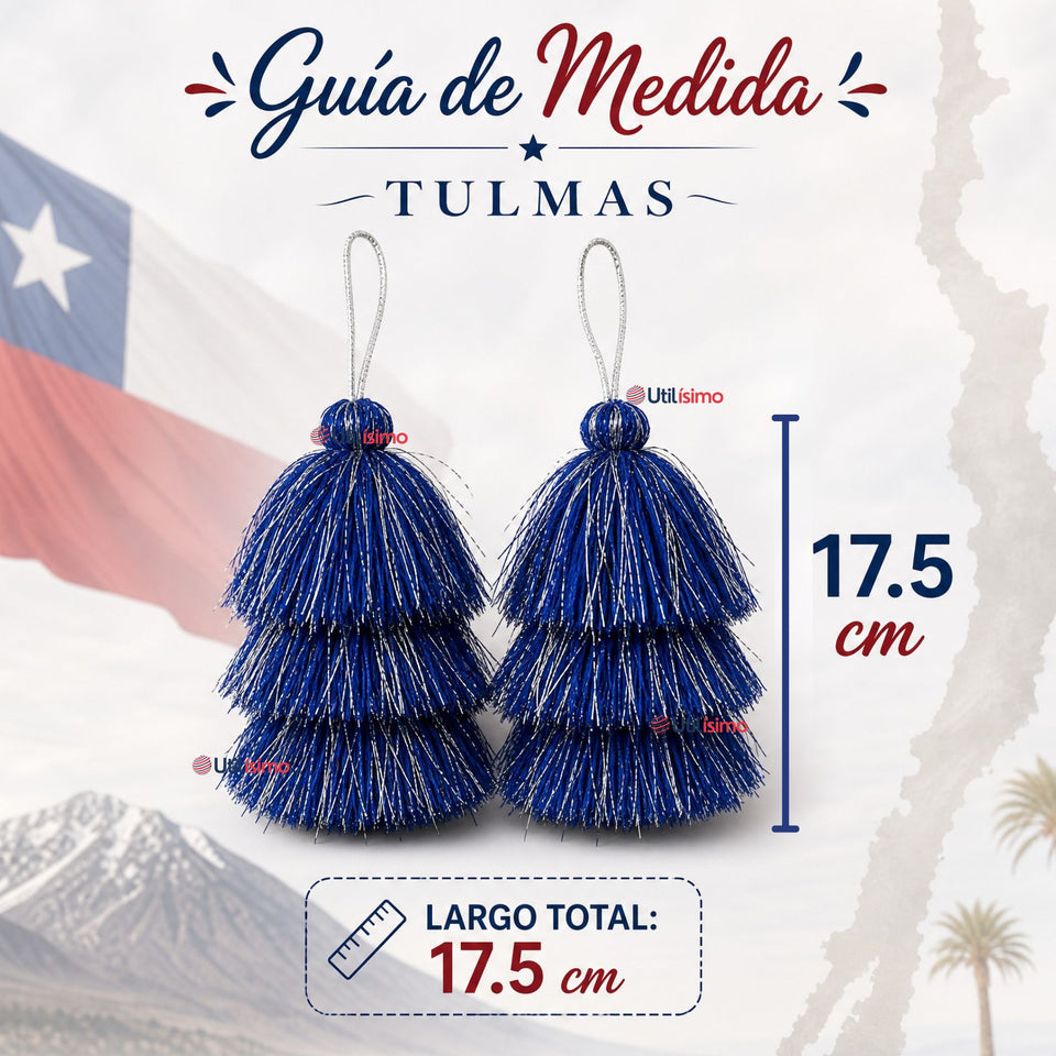 Pack 6 Tulmas Peinado Accesorio Sambo Caporal Azul Baile Típico