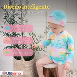 Traje De Baño Enterito Con Gorro Bebé Niña Protección Solar UPF 50+