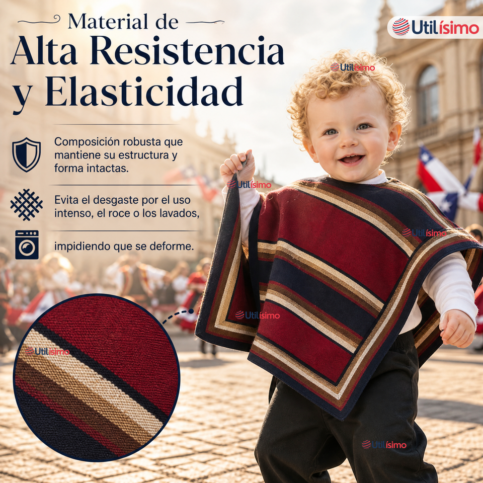 Manta Poncho Huaso Niño Baile Cueca Fiestas Patrias