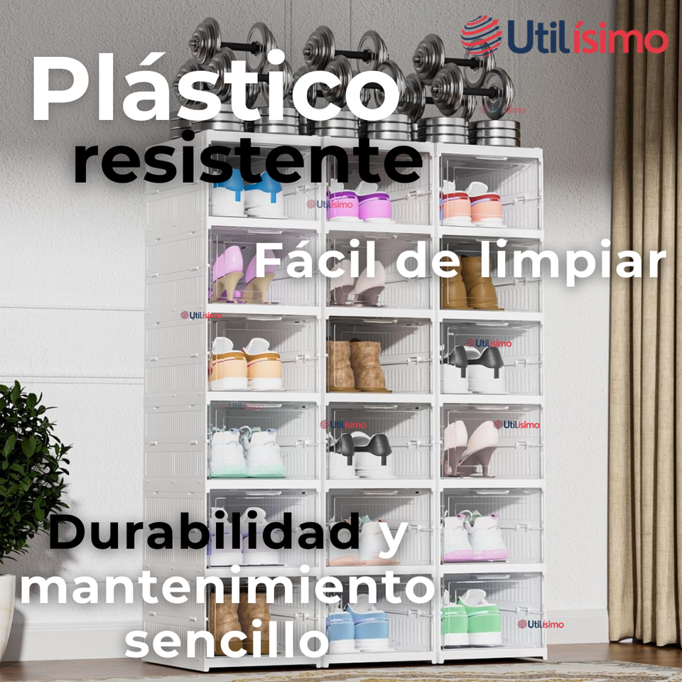 Zapatera Plegable Organizador Apilable 6 Niveles Blanco