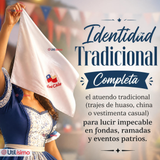 Pañuelo Baile Cueca 36cm Bordado Bandera de Chile Algodón Fiestas Patrias