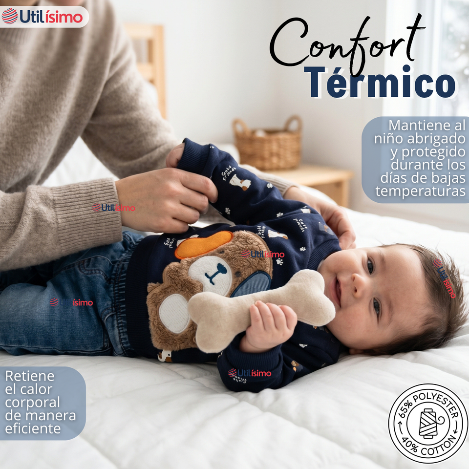 Conjunto 2 Piezas Buzo Pantalón Y Polerón Azul Bebé Niño