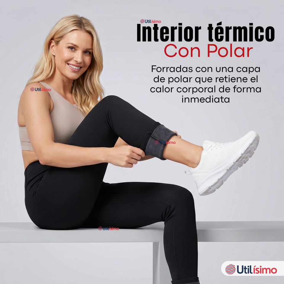 Calza Polar Con Chiporro Térmica Mujer Elasticada Negra