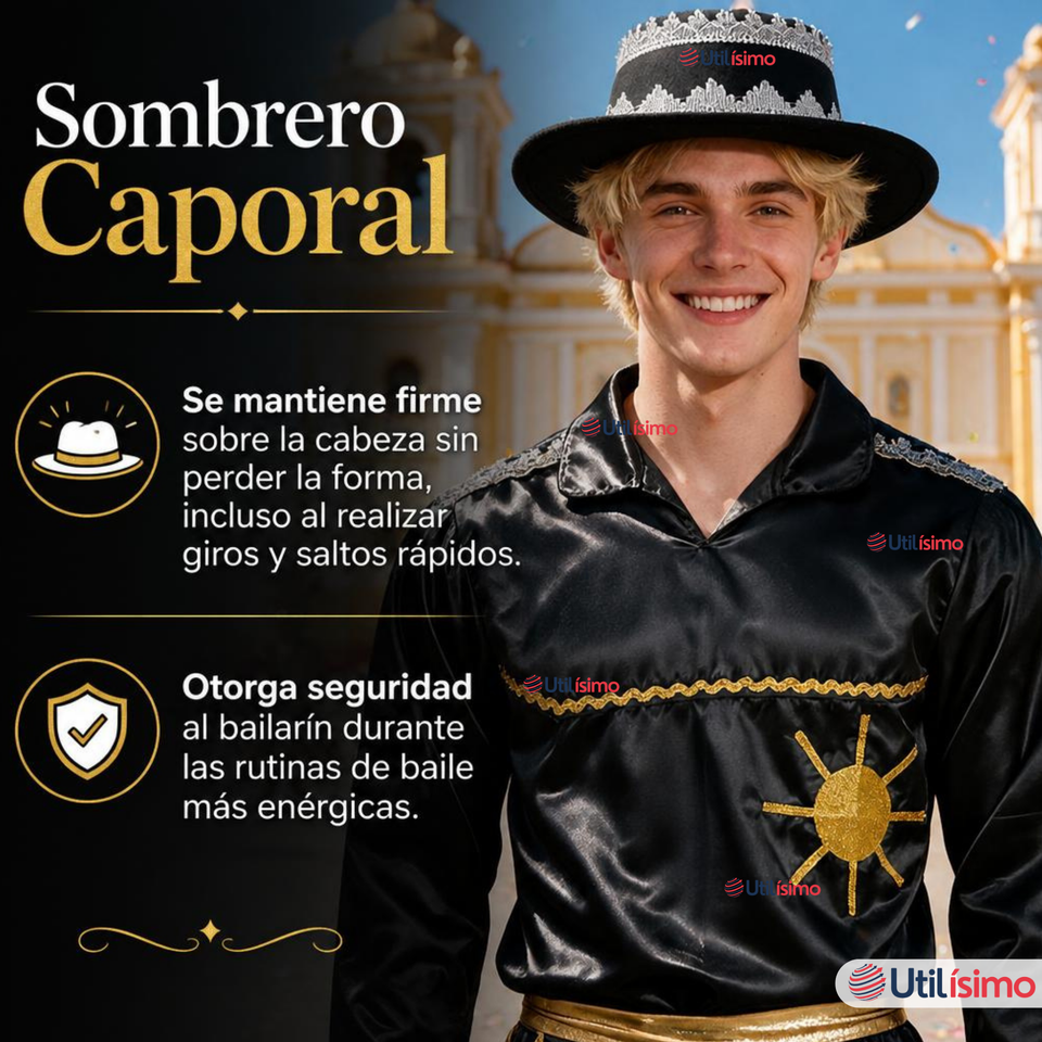 Traje Caporal Típico Completo Con Sombrero Negro Hombre Fiestas Patrias