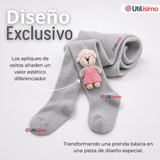 Panty 3D Osito Gris Tejida Niña Ballerina 78% Algodón Premium