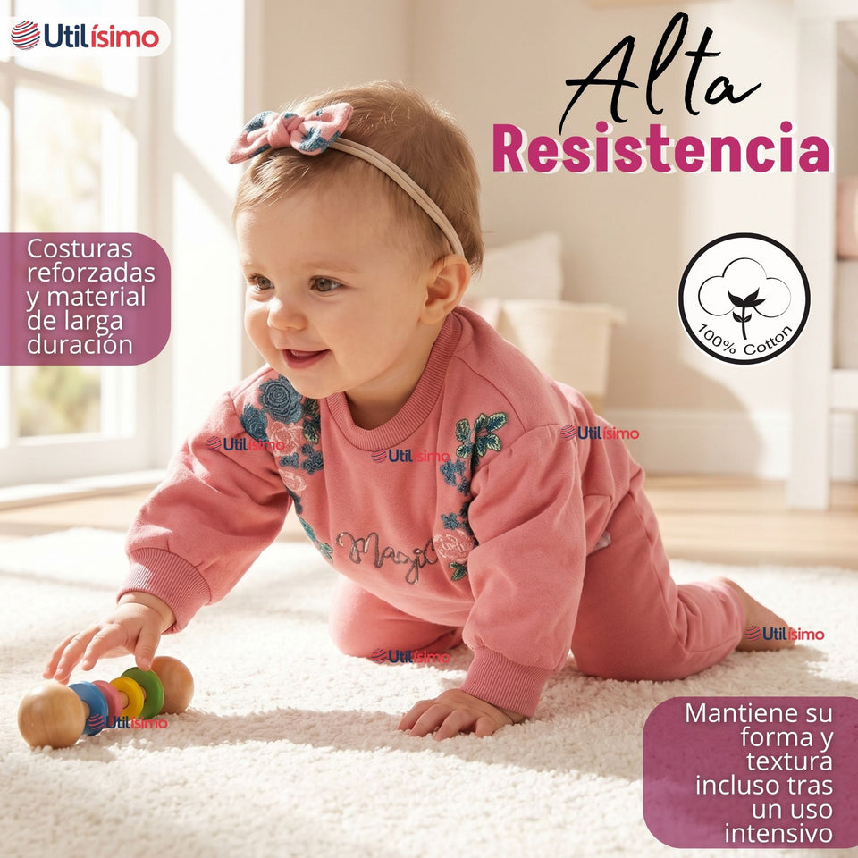 Conjunto 2 Piezas Buzo Pantalón Polerón Algodón Tedmimak Bebé Niña