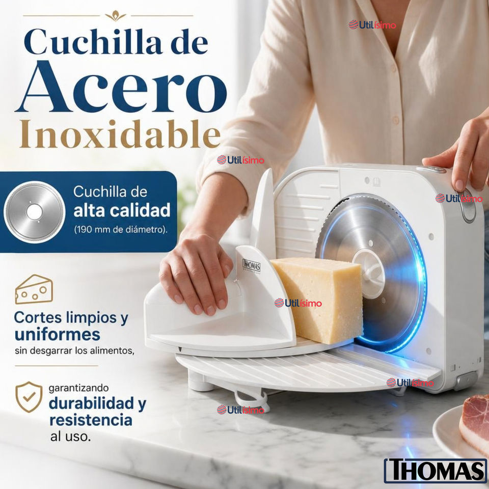 Cortadora Fiambre Rebanadora Compacta 3 Velocidades 1 A 15mm Thomas