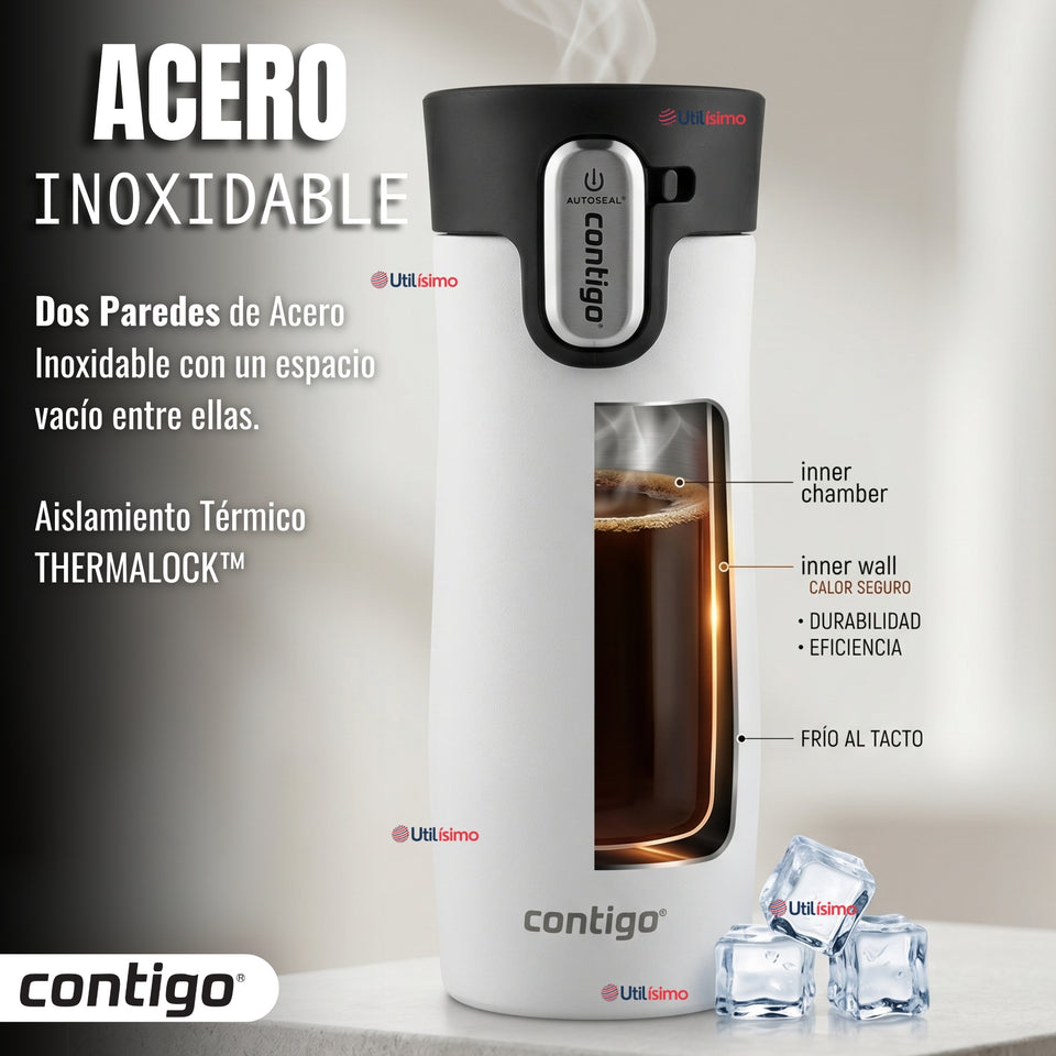 Vaso Mug Contigo West Loop Salt Térmico Blanco 473 Ml Acero Inoxidable