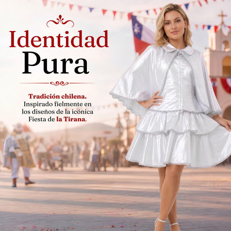 Traje Tirana Diablada Blanco 3 Piezas Mujer Baile Típico Fiestas Patrias