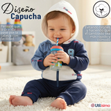 Conjunto 2 Piezas Buzo Pantalón Y Polerón Con Capucha De Algodón Azul Bebé Niño