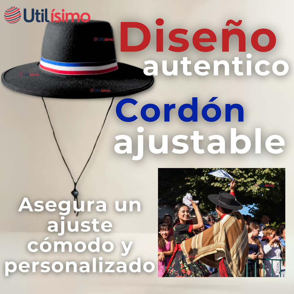 Sombrero Huaso Ajustable Elegante Fiestas Patrias