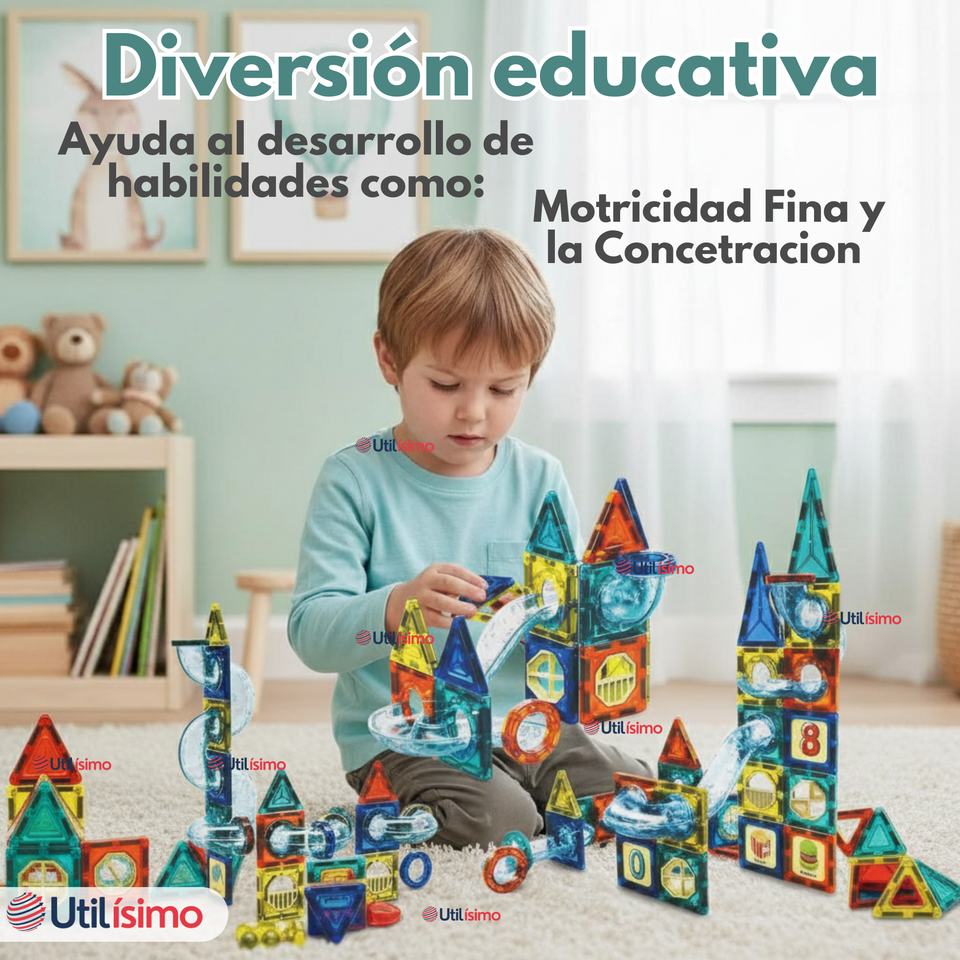 Juego Bloques De Construcción Magnéticos 3D 97 Piezas para Niño o Niña