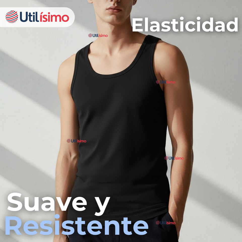 Camiseta Sin Manga Básica Suave 100% Algodón Colores Surtidos Hombre