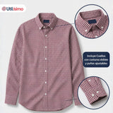 Camisa Huaso Cuadrillé Cuadro Manga Larga 100% Algodón Rojo Negro Casual