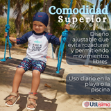 Traje de Baño Con Gorro Pantalón Corto Manga Larga 3 Piezas Corte Split Niño 3 a 9 años Blue Surf