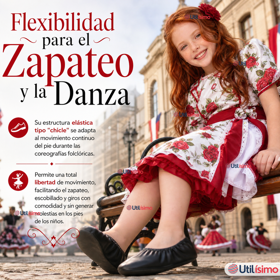 Zapatillas Chicle Negras Niña Bailes Danza Fiestas Patrias Talla 30-35