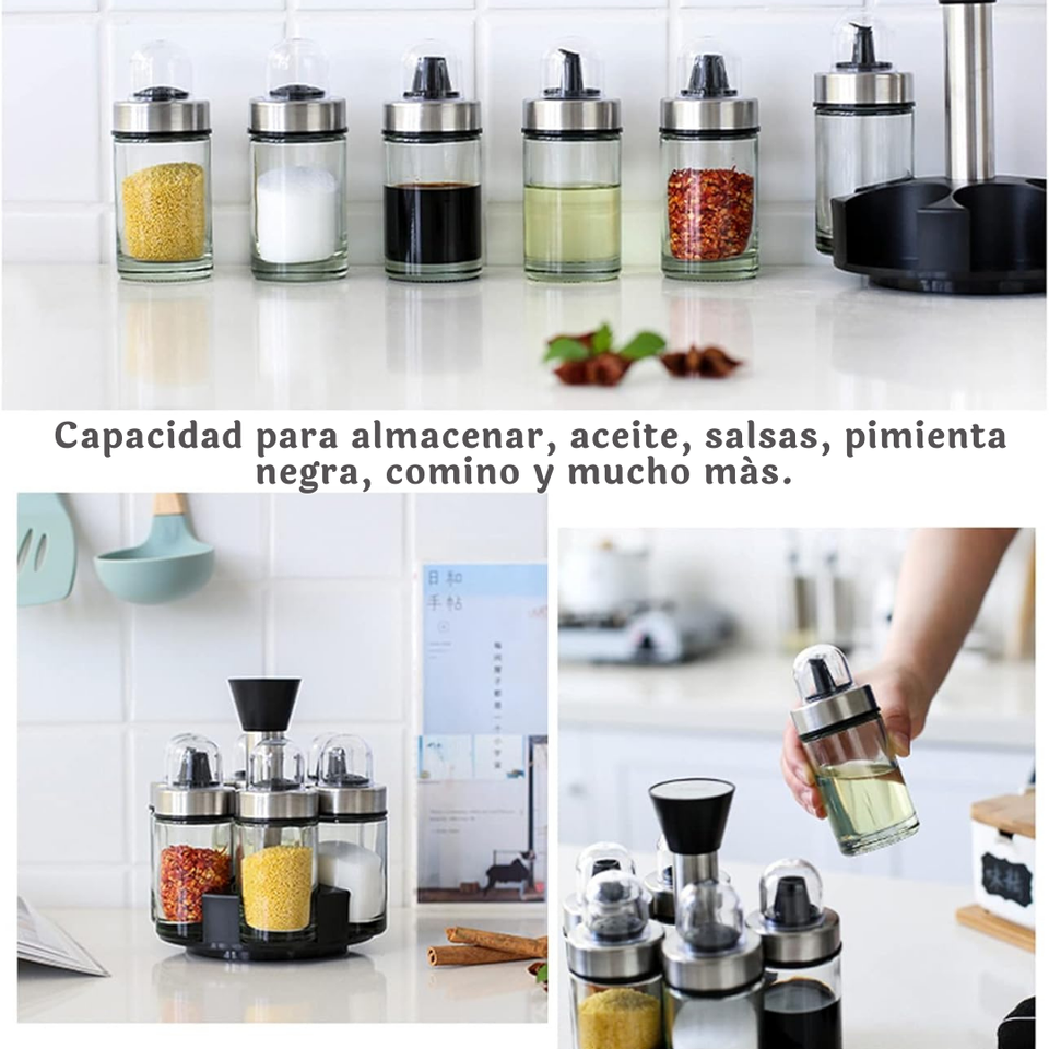 Especiero Giratorio Organizador Para Especias Condimenteros Líquidos y Sólidos