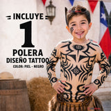 Polera Diseño Tattoo Niño Rapa Nui Estilo Pascuense Traje Danza