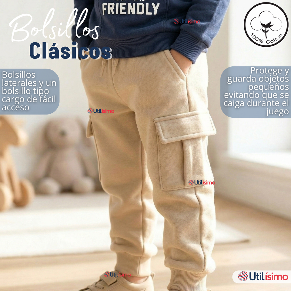Conjunto 2 Piezas Buzo Pantalón Y Polerón De Algodón Azul Niño