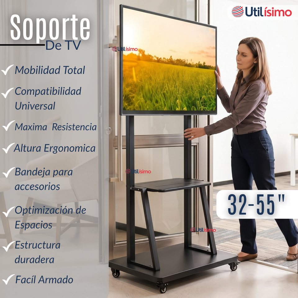 Soporte Base TV Móvil Con Ruedas 32 a 55 pulgadas  55kg Soporte Portátil 32¨40¨42¨ 43¨ 49¨ 50¨ 55¨