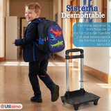 Mochila Escolar Con Ruedas + Estuche + Lonchera 46cm Desmontable Poliéster Azul Tiburón Niño