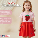 Vestido Manga Corta Casual Rosado Fresa Verano Niña 2 a 7 años