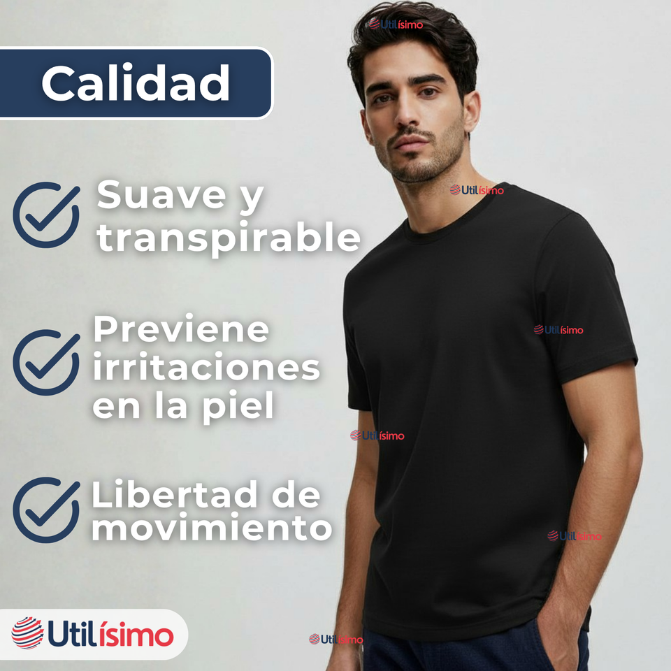 Pack 6 Camisetas Poleras 100% Algodón Básica Lisa Elástica Hombre Colores Surtidos