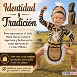 Traje Pascuense Completo 5 Piezas Polera Tatuajes NIño Rapa Nui Fiestas Patrias