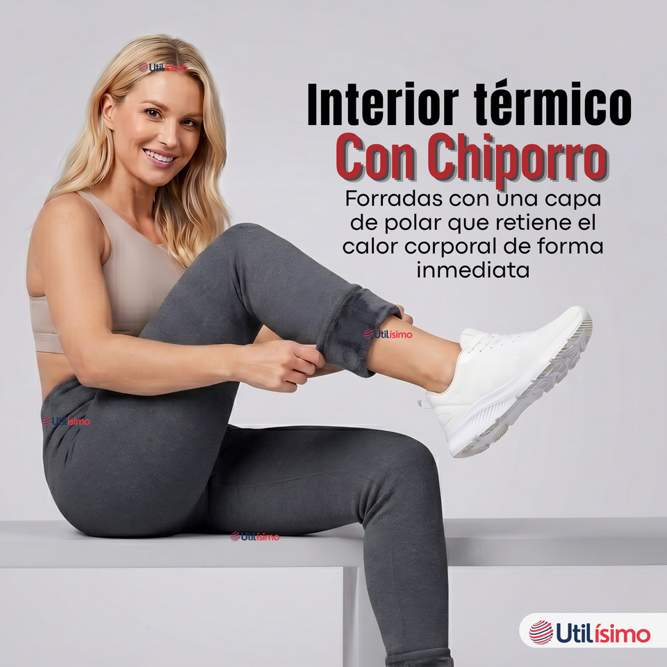 Calza Polar Con Chiporro Térmica Mujer Elasticada Gris Marengo