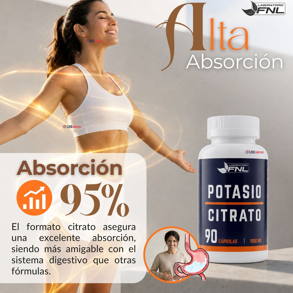 Citrato De Potasio 90 Cápsulas FNL Sabor Natural