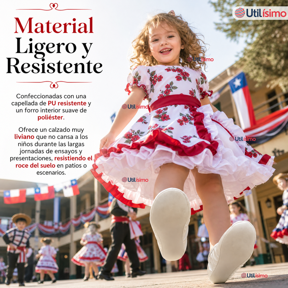 Zapatillas Chicle Blancas Niña Bailes Danza Fiestas Patrias Talla 24-29