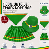 Traje Nortino Niña 3 Piezas Verde Baile Típico Fiestas Patrias
