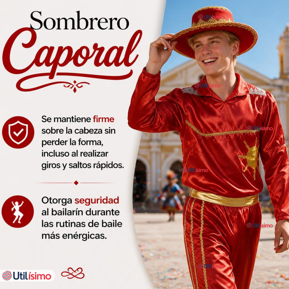 Traje Caporal Típico Completo Con Sombrero Rojo Hombre Fiestas Patrias