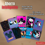 Pack 10 Cuadernos Universitarios Mickey Mouse Proarte 7mm 100 Hojas Diseños Surtidos