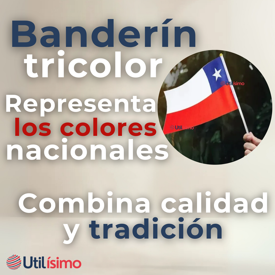 Bandera Chile 30x45cm Tela Con Palito Fechas Patrias
