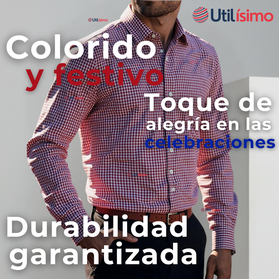 Camisa Huaso Cuadrillé Cuadro Manga Larga 100% Algodón Rojo Negro Casual