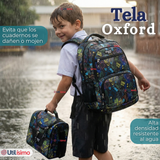 Mochila Escolar + Estuche + Lonchera 45cm Tela Oxford Estampado de Dinosaurio Niño