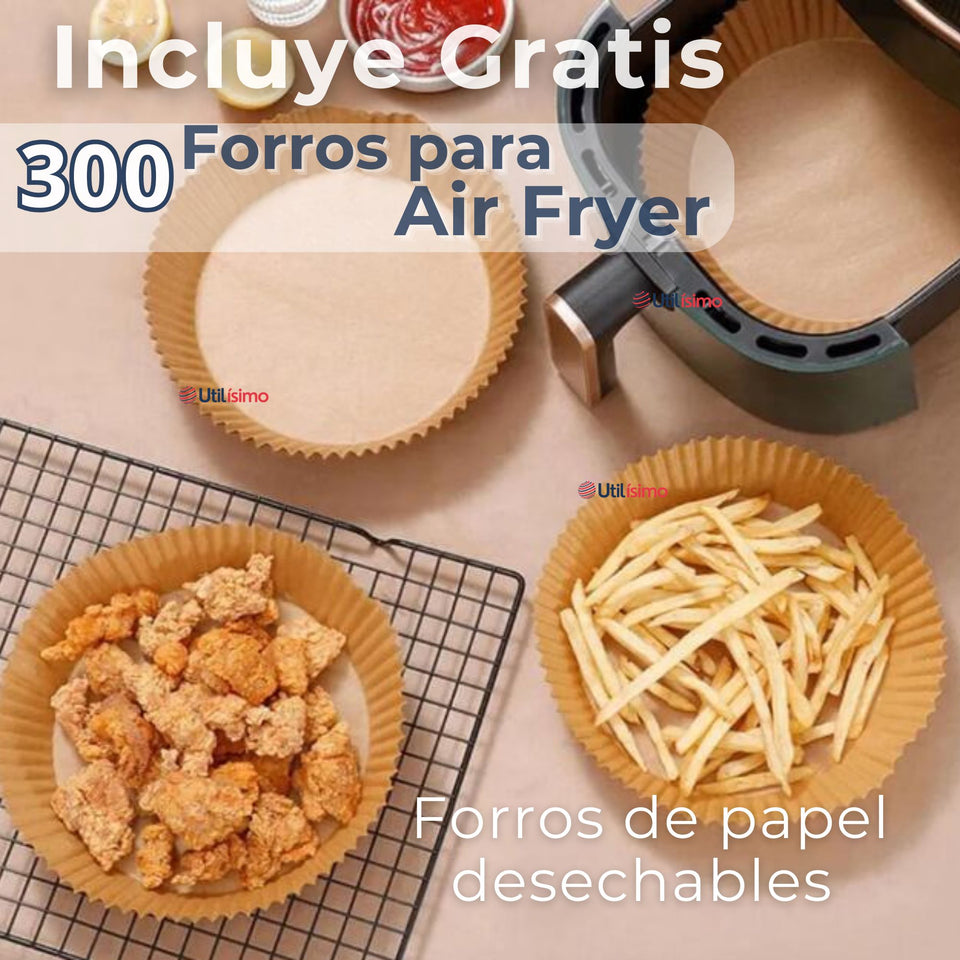 Oster® Freidora de Aire Manual, Recubrimiento Oster® DiamondForce, 4L de Capacidad, con Controles de Tiempo y Temperatura, CKSTAF401MDF + 300 Forros Desechables para Air Fryer