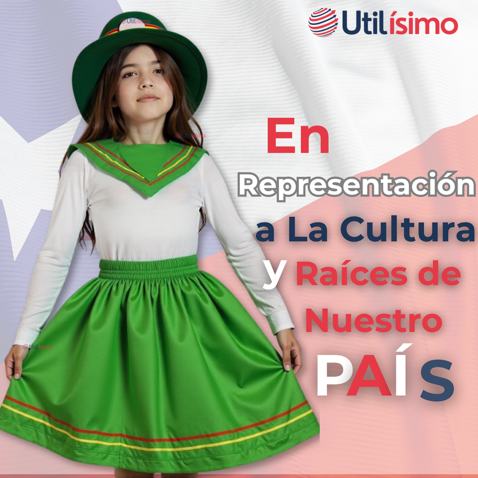 Pack 6 Traje Nortino Niña 3 Piezas Niña Fiestas Patrias Baile Nortino