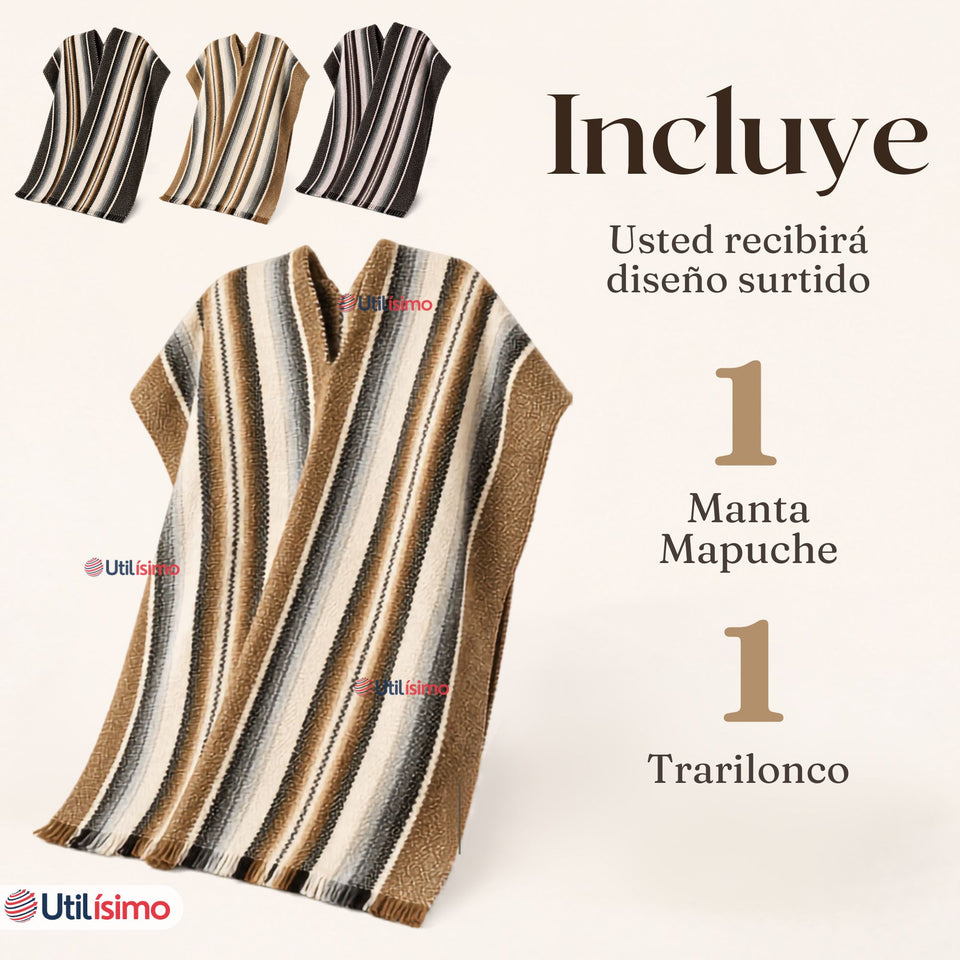 Poncho Manta Mapuche Juvenil Fiestas Patrias