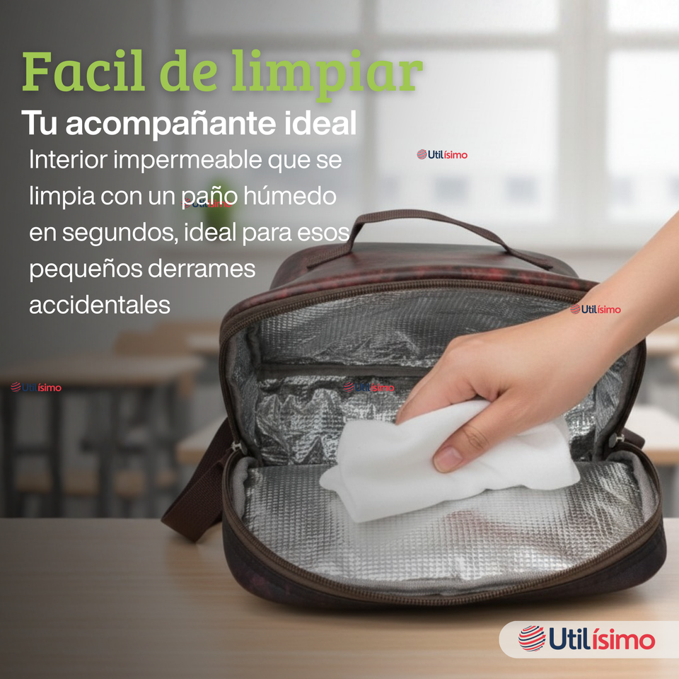 Mochila Escolar Bolso Con Efecto 3D Estuche + Lonchera 40Cm Tela Oxford Niño Dark Dinosaur