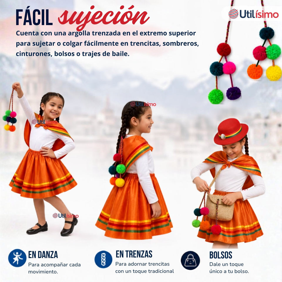 Pom Pom Pompones Nortinos Para Bailes Típicos