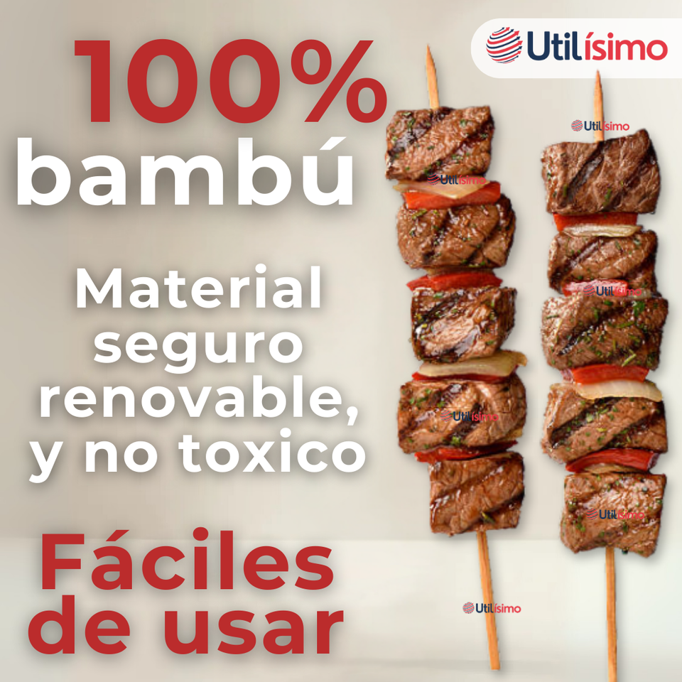 Pack 45 Piezas Brochetas Para Anticuchos Pinchos Bambú Palillos 30cm