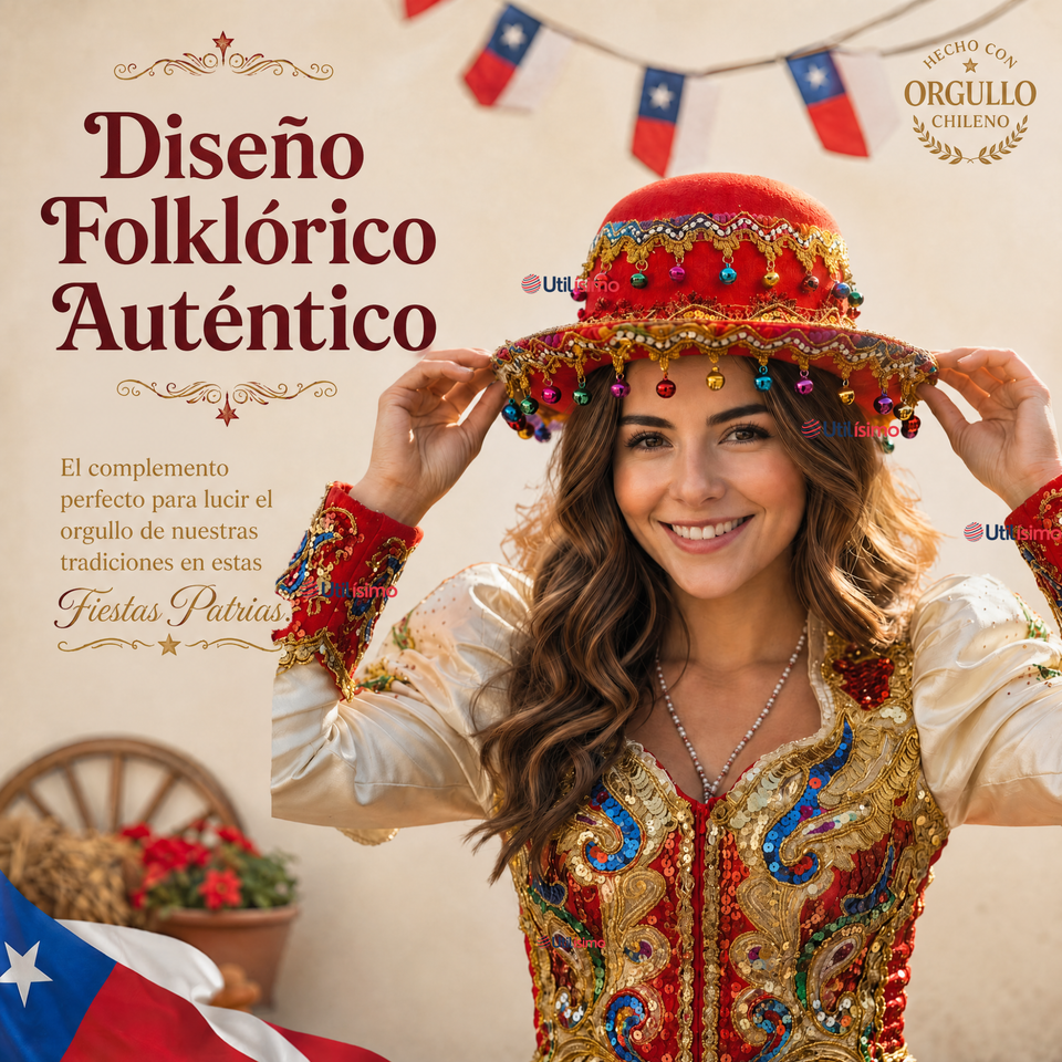 Sombrero Gorro Caporal Mujer Fiestas Patrias Rojo Con Cascabeles Baile Típico