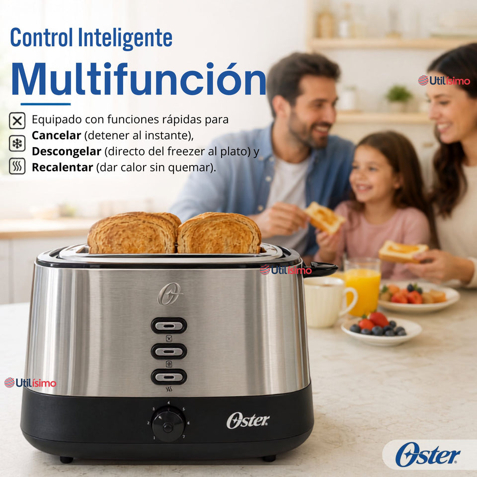 Tostador Oster® 2 rebanadas en acero inoxidable TSSTTR500 800W
