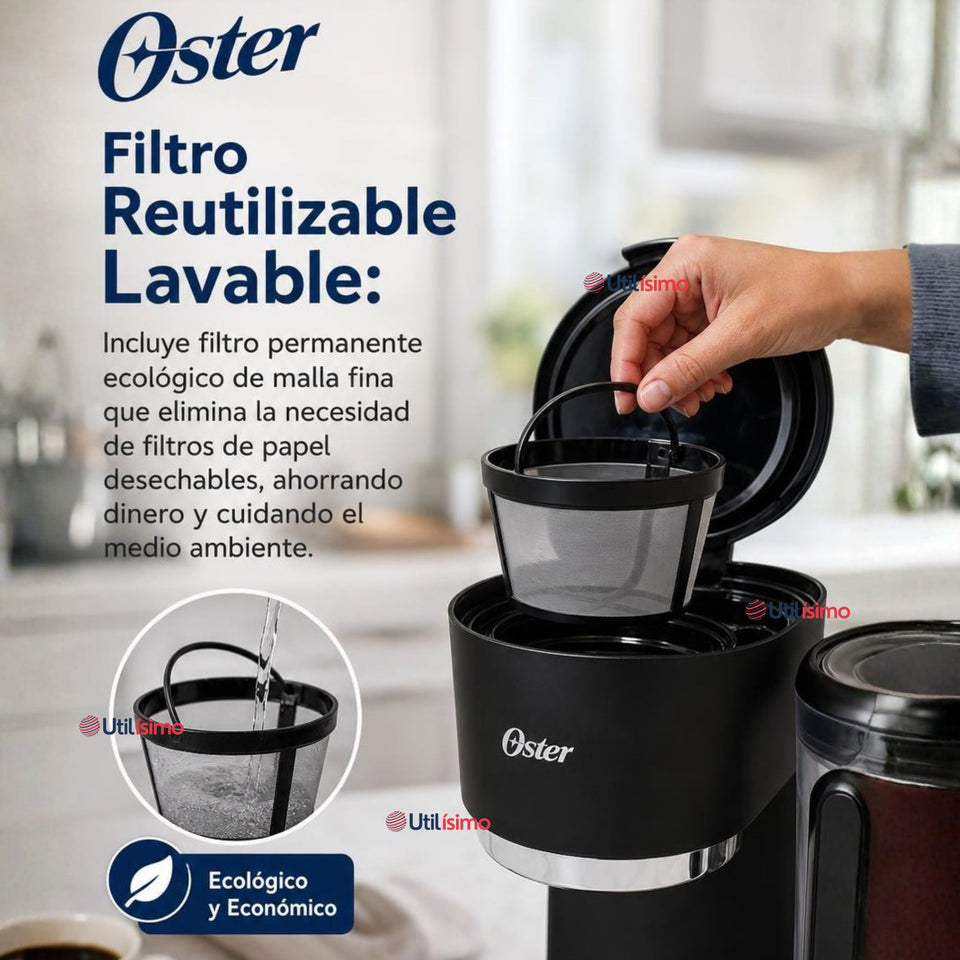 Cafetera para Frappé Oster® con licuadora con 3 funcionalidades, negra, BVSTDC03B