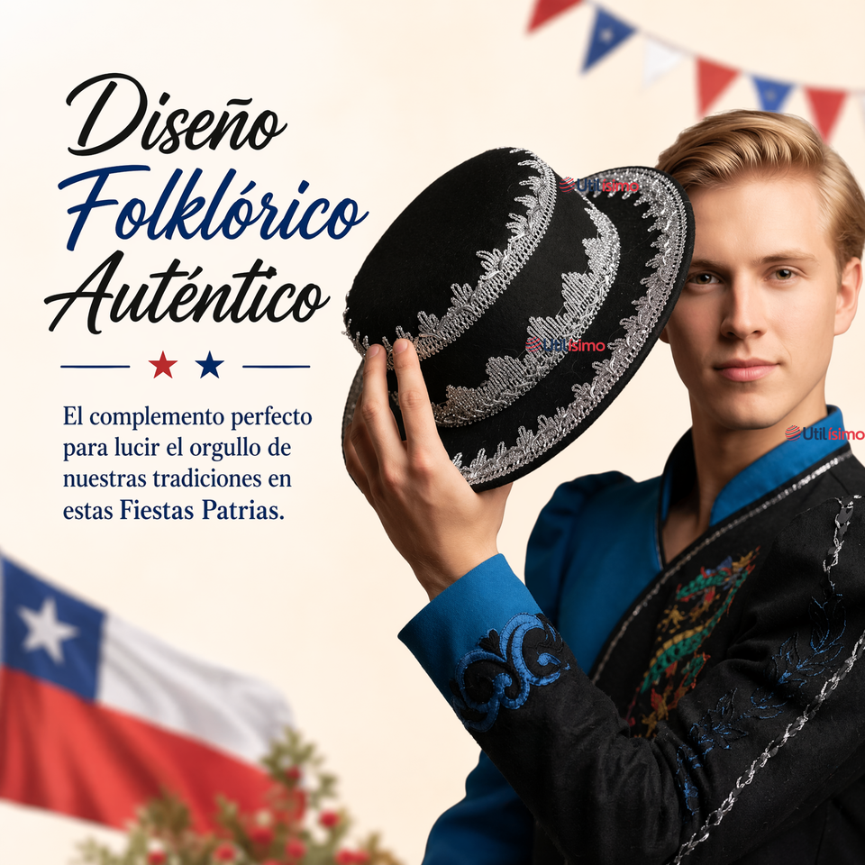 Sombrero Gorro Caporal Hombre Fiestas Patrias Negro Baile Típico