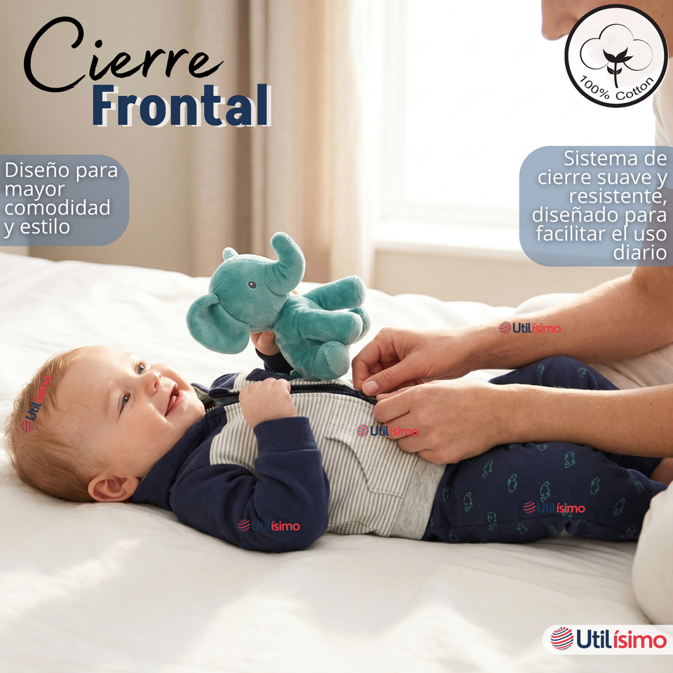 Conjunto 2 Piezas Buzo Pantalón Y Polerón De Algodón Azul Tortuga Bebé Niño
