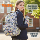 Mochila Escolar Con Estuche 46cm Poliéster Impermeable Niña Juvenil
